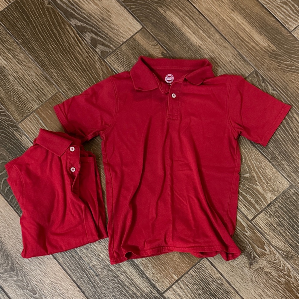 Set of 3: Wonder Nation Classic Red Kids Polo Shirt - Size Large